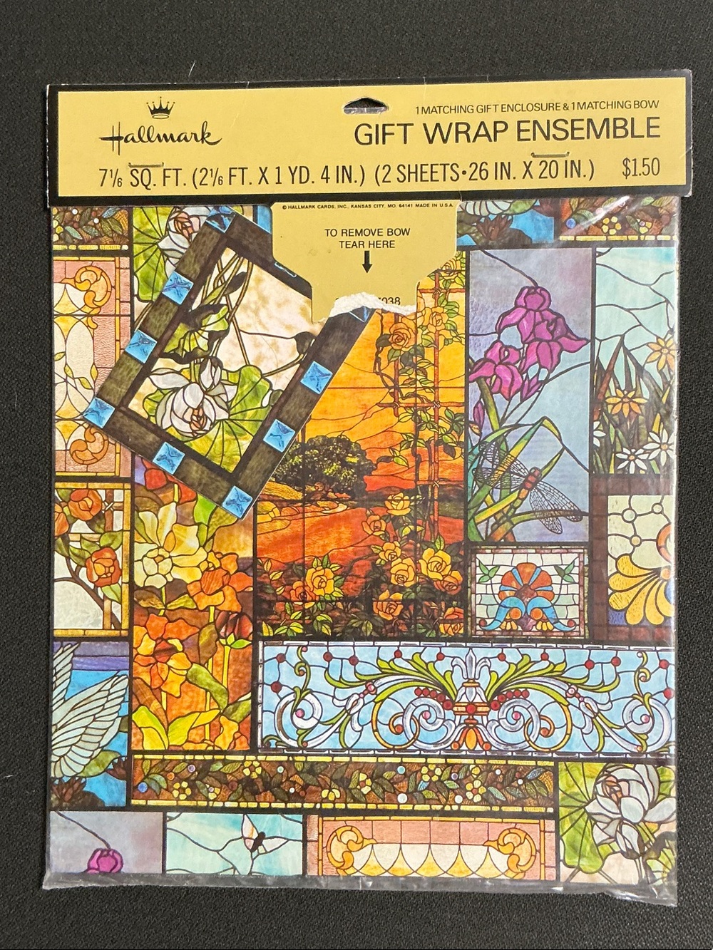 Hallmark Stained Glass Gift Wrap Ensemble Vintage in Original Packaging RARE